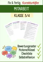 Vorschau - Klassenarbeiten - MITARBEIT I Fix & Fertig Korrekturhilfen I Kriterien, Checkliste, Notenschlüssel, Selbstreflexion I Klasse 3/4 I Editierbar - Deckblatt