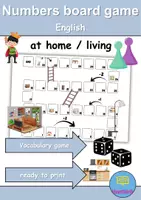 Vorschau - Mal- und Bastelvorlagen - Number Boardgame - At home / Living / Furniture & Rooms - zu Hause / wohnen / Möbel & Räume Wortschatzspiel Englisch - Deckblatt