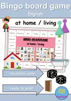 Vorschau - Arbeitsblätter - Bingo-Boardgame - At home / Living / Furniture & Rooms - zu Hause / wohnen / Möbel & Räume Wortschatzspiel Englisch - Deckblatt