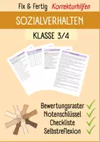 Vorschau - Klassenarbeiten - SOZIALVERHALTEN I Fix & Fertig Korrekturhilfen I Kriterien, Checkliste, Notenschlüssel, Selbstreflexion I Klasse 3/4 I Editierbar - Deckblatt