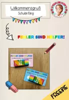 Vorschau - Mal- und Bastelvorlagen - Willkommensgruß Einschulung | Radiergummi FREEBIE - Deckblatt