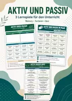 Vorschau - Arbeitsblätter - Aktiv und Passiv – 3 Lernspiele für Klasse 7–8 | Merkspiel, Legespiel & Quiz - Deckblatt