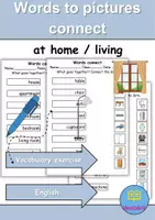Vorschau - Spiele - Wörter und Bilder verbinden: At home / Living / Furniture & Rooms - zu Hause / wohnen / Möbel & Räume - Englisch - Deckblatt