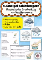 Vorschau - Stundenentwürfe - Kleine Igel schlafen gern - Liederarbeitung mit Handtrommeln & Bildkarten - Deckblatt
