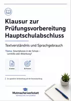 Vorschau - Arbeitsblätter - Klausur zur Prüfungsvorbereitung Hauptschulabschluss – Textverständnis & Sprachgebrauch / Deutschprüfung / Abschlussprüfung - Deckblatt
