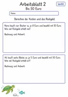 Vorschau - Arbeitsblätter - Sachaufgaben mit Geld Klasse 4 | Mathematik Klasse 4 | 10 Arbeitsblätter als PDF - Seite 2