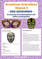 Vorschau - Stundenentwürfe - Kreatives Schreiben Klasse 3 | 🎭 Das Geheimnis hinter der Maske - Deckblatt