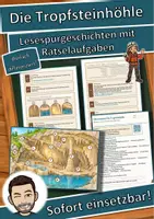 Vorschau - Mal- und Bastelvorlagen - Die Tropfsteinhöhle – Lesespurgeschichte mit Rätselaufgaben (Klasse 8) - Deckblatt