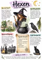 Vorschau - Arbeitsblätter - Lernplakat + AB mit Fragen zum Thema "Hexen" + Lösungsblatt + Infografik - Seite 1