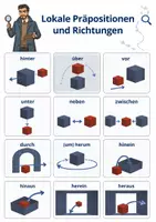Vorschau - Merkblätter - Lokale Präpositionen Plakat - DaZ DaF - A2/B1 - Deckblatt