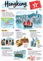 Vorschau - Arbeitsblätter - Lernplakat + AB mit Fragen zum Thema "Hongkong" + Lösungsblatt + Infografik - Deckblatt