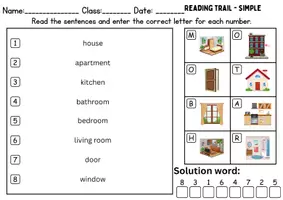 Vorschau - Spiele - At home / Living / Furniture & Rooms - zu Hause / wohnen / Möbel & Räume : Lesespur / Leserätsel Englisch - Seite 1