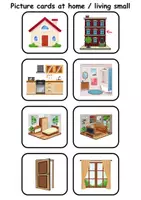 Vorschau - Mal- und Bastelvorlagen - Mini Picture-word cards: At home / Living / Furniture & Rooms - zu Hause / wohnen / Möbel & Räume - Englische Mini Bildkarten & Lesekarten - Seite 2