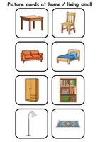Vorschau - Mal- und Bastelvorlagen - Mini Picture-word cards: At home / Living / Furniture & Rooms - zu Hause / wohnen / Möbel & Räume - Englische Mini Bildkarten & Lesekarten - Seite 3