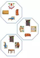 Vorschau - Mal- und Bastelvorlagen - Find the twin: At home / Living / Furniture & Rooms - zu Hause / wohnen / Möbel & Räume - Englisch Spiel Game - Seite 3