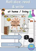 Vorschau - Arbeitsblätter - Würfeln Lesen und Schreiben / Rolling dice reading and writing: At home / Living / Furniture & Rooms - zu Hause / wohnen / Möbel & Räume - Englisch (Wortschatz) - Deckblatt