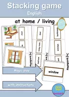 Vorschau - Spiele - Stapel-Spiel / Stacking-Game : At home / Living / Furniture & Rooms - zu Hause / wohnen / Möbel & Räume Wortschatzspiel (Englisch) - Deckblatt