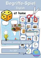 Vorschau - Spiele - Begriffe-Spiel: At home / Living / Furniture & Rooms - zu Hause / wohnen / Möbel & Räume - Pantomime Malen Beschreiben (Englisch) - Deckblatt