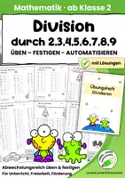 Vorschau - Arbeitsblätter - Division üben – Alle Malreihen mit Lösungen | ab Klasse 2 - Deckblatt