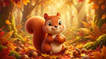 Aperçu - Cartes / Images - Kamishibaï | L'écureuil qui prépare l'hiver sur l'automne et les animaux de la forêt - Page 1