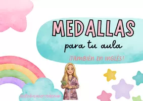 Vista previa - Tarjetas / Manipulativos - Medallas con roles para el aula. Versión ingles y español. - Portada