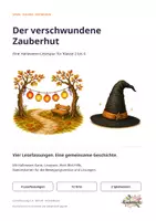 Vorschau - Arbeitsblätter - Der verschwundene Zauberhut – Halloween-Lesespur mit 4 Differenzierungsstufen - Deckblatt