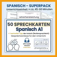 Vorschau - Unterrichtsreihen - Spanisch A1: 50 SPRECHKARTEN / Español: Conversación - Deckblatt