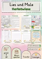 Vorschau - Stundenentwürfe - Lies und Male Auf einer Herbstwiese Lesetraining differenziert handlungsorientiert Lesen Leseflüssigkeit mit Wortspeicher - Deckblatt