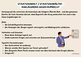 Vorschau - Stundenentwürfe - "Der zerbrochne Krug" (Heinrich von Kleist): Rollenkarten für eine Gerichtsverhandlung - Seite 3