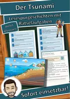 Vorschau - Arbeitsblätter - Der Tsunami – Lesespurgeschichte mit Rätselaufgaben (Klasse 8) - Deckblatt