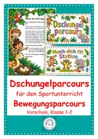 Vorschau - Stationenlernen - Dschungelparcours für den Sportunterricht – Bewegungsparcours für Kita & Klasse 1–2 - Deckblatt