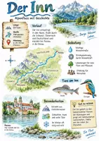 Vorschau - Arbeitsblätter - Lernposter + AB mit Fragen zum Thema "Inn (Fluss)" + Lösungsblatt + Infografik - Deckblatt