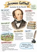 Vorschau - Arbeitsblätter - Lernplakat + AB mit Fragen zum Thema "Jeremias Gotthelf" + Lösungsblatt + Infografik - Deckblatt