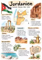 Vorschau - Arbeitsblätter - Lernplakat + AB mit Fragen zum Thema "Jordanien" + Lösungsblatt + Infografik - Deckblatt