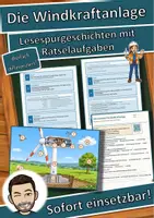 Vorschau - Arbeitsblätter - Die Windkraftanlage – Lesespurgeschichte mit Rätselaufgaben (Klasse 8) - Deckblatt