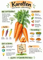Vorschau - Arbeitsblätter - Lernplakat + AB mit Fragen zum Thema "Karotte" + Lösungsblatt + Infografik - Deckblatt