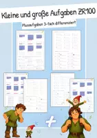 Vorschau - Arbeitsblätter - Einführung Zahlenraum 100 - Große und kleine Plusaufgaben (differenzierte Arbeitsblätter) - Deckblatt