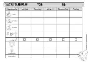 Vorschau - Anderer Materialtyp - Hausaufgabenplan / Wochenplan – Klassentier Eichhörnchen - Seite 2