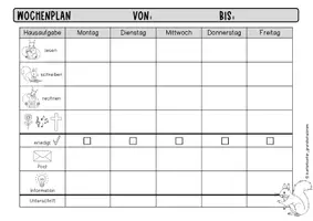Vorschau - Anderer Materialtyp - Hausaufgabenplan / Wochenplan – Klassentier Eichhörnchen - Seite 3