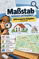Vorschau - Arbeitsblätter - Maßstab- Vergrößern und Verkleinern Differenzierung - Deckblatt