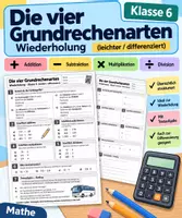Vorschau - Arbeitsblätter - Grundrechenarten Wiederholung (+, -, *, :) - Deckblatt