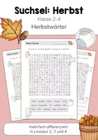 Vorschau - Arbeitsblätter - Suchsel: Herbst (Buchstabengitter) Lesespiel | Klasse 2, 3, 4 - Deckblatt