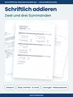 Vorschau - Test - Test - Schriftlich addieren - Test A und B in zwei Stufen - Deckblatt