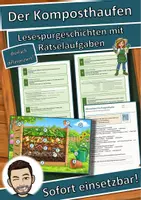Vorschau - Mal- und Bastelvorlagen - Der Komposthaufen – Lesespurgeschichte mit Rätselaufgaben (Klasse 8) - Deckblatt