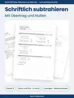 Vorschau - Test - Test - Schriftlich subtrahieren - Test A und B in zwei Stufen - Deckblatt