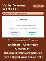 Vorschau - Arbeitsblätter - Verbs Workbook: Verben & Zeitformen (Klassen 3–4 / ESL) – Arbeitsblätter & Interaktives Web-Quiz - Deckblatt