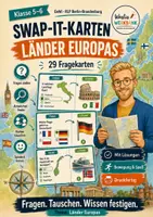 Vorschau - Spiele - 🃏 SwapIt-Kartenspiel: Länder Europas – 29 Fragekarten | Lernen mit Bewegung | GeWi Klasse 5–6 - Deckblatt