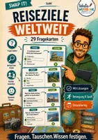 Vorschau - Spiele - 🃏 SwapIt-Kartenspiel: Reiseziele weltweit – 29 Fragekarten | Lernen mit Bewegung | GeWi Klasse 5–6 - Deckblatt