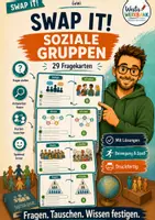 Vorschau - Spiele - 🃏 SwapIt-Kartenspiel: Soziale Gruppen – 29 Fragekarten | Lernen mit Bewegung | GeWi Klasse 5–6 - Deckblatt