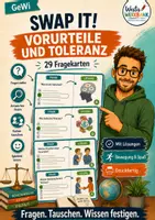 Vorschau - Spiele - 🃏 SwapIt-Kartenspiel: Vorurteile und Toleranz – 29 Fragekarten | Lernen mit Bewegung | GeWi Klasse 5–6 - Deckblatt
